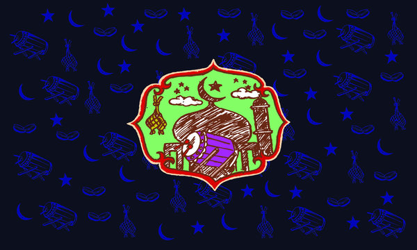 Hand draw decorative Ramadhan Background