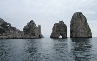 Naklejka premium View of the Faraglioni, which are rock formations off the coast of Capri, Italy 