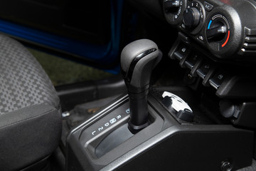 Obraz na płótnie Canvas Automatic transmission on the car. The interior of the car.
