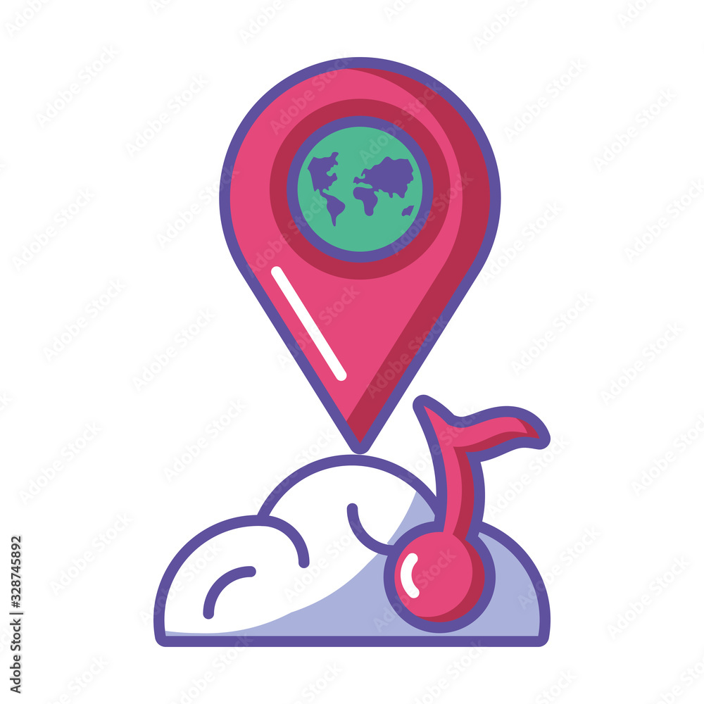 Poster pointer of place optimization on white background