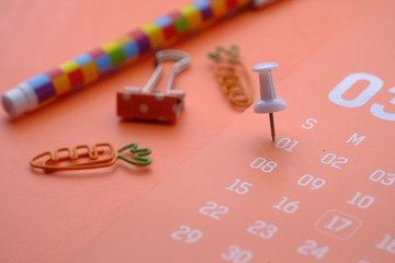 deadline concept with push pin on calendar date 