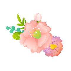 Decorative spring flowers boutonniere composition.