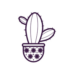 Isolated cactus plant inside pot line style icon vector design