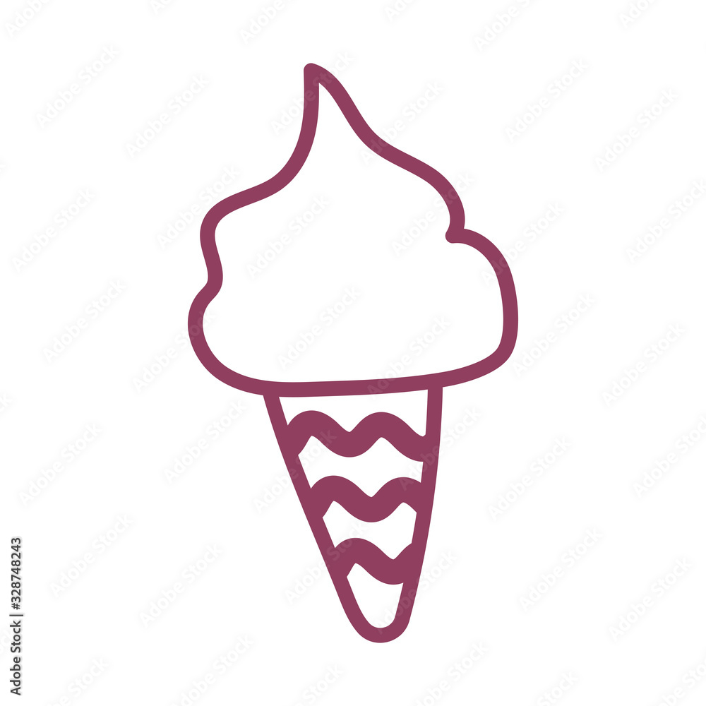 Sticker ice cream on white background, line style icon