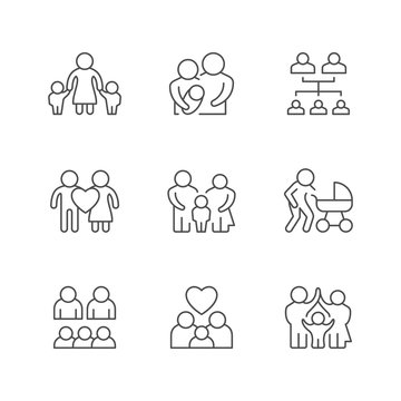 Set Line Icons Of Family