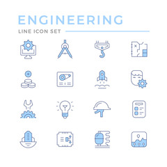 Fototapeta na wymiar Set color line icons of engineering