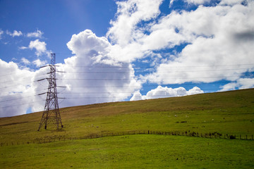 Fototapeta na wymiar Electricity Pylon on a Scottish Mountain