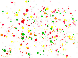 Colorful watercolor dots on the background.