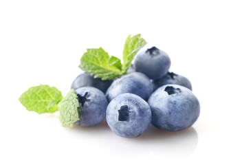Fresh blueberries isolated on white background