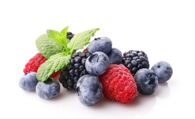 Group of fresh berries isolated on white