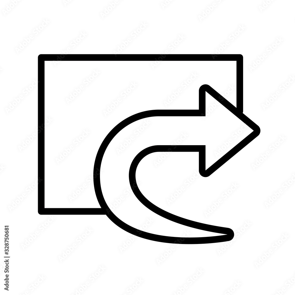 Poster arrow with curve in white background