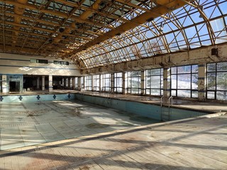 Abandoned pool on a abandoned ski resort