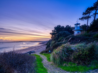 Sunset on the Millenium Light House at West Lepe in the New Forest National Park, UK