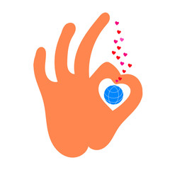 Obraz premium OK hand sign. OK symbol with fingers in the form of a heart