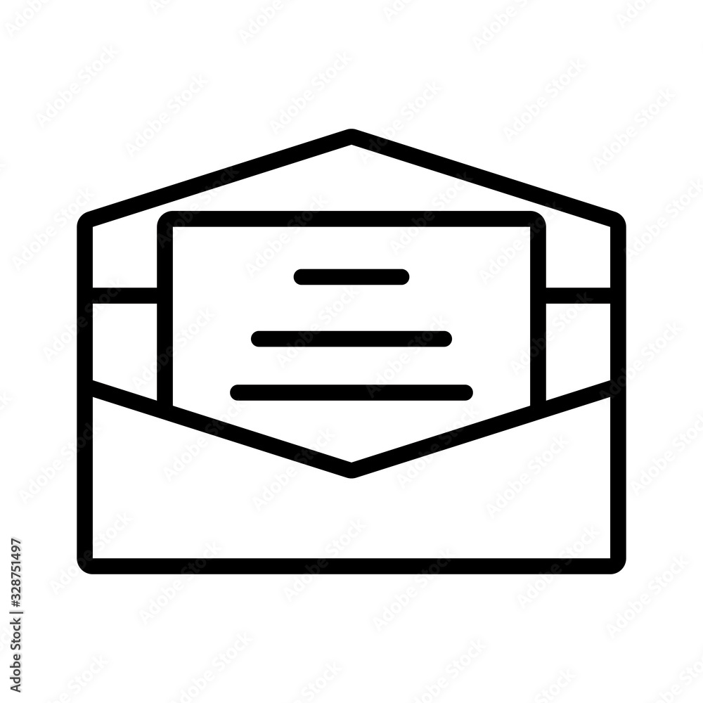 Poster envelope with open letter in white background