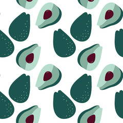 Seamless pattern with avocados - fresh healthy food. Art can be used for print, wallpaper, background.