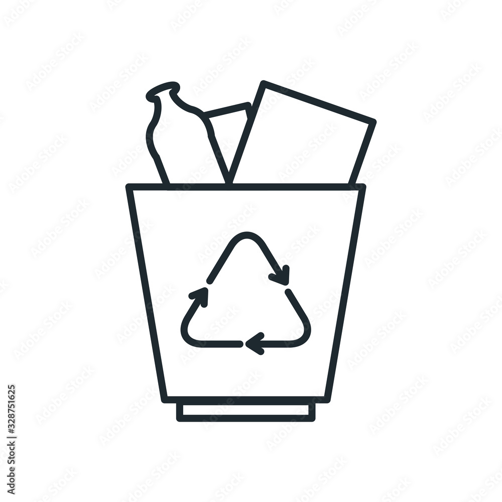 Poster isolated trash with recycle line style icon vector design