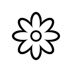 Outline flower icon. Black silhouette. Vector graphic drawing. Isolated object on a white background. Isolate.