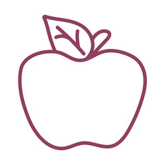 fresh and delicious apple on white background, line style icon