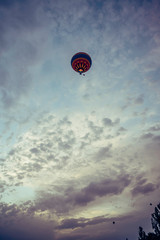 stock photography hot air balloon flying in sunset sky