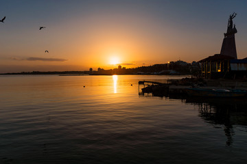 sunset at the sea in Nesebar, Bulgaria