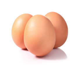 Fresh eggs isolated on white background.