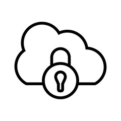 cloud information lock in white background