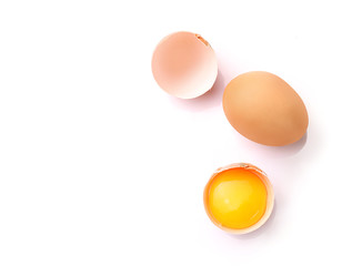 Fresh eggs isolated on white background.