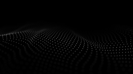 Abstract technology background. Big data visualization. Digital dynamic wave on dark background. 3D rendering.