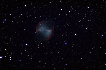 Dumbbell Nebula, Messier 27, M 27, or NGC 6853 planetary nebula in Vulpecula