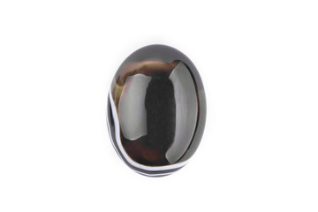 Oval cabochon stone in black on a white isolated background