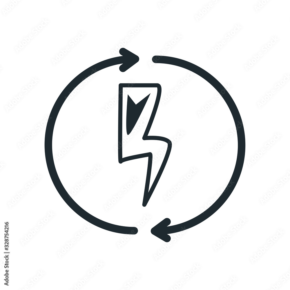 Poster isolated thunder inside arrows line style icon vector design