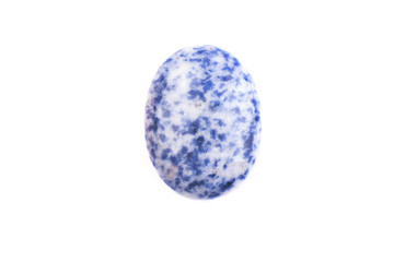 Oval cabochon stone in blue on a white isolated background