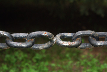Forged chain, a fence in the park, St. Petersburg, Russia.