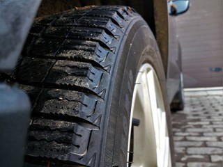 closeup wheel on car rear view