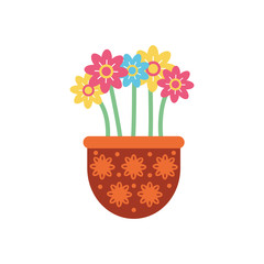 Isolated flowers inside pot flat style icon vector design