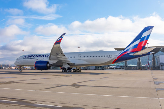Airbus A350-900 Aeroflot airlines, airportPulkovo International Airport, Russia Saint-Petersburg, 06 march 2020.