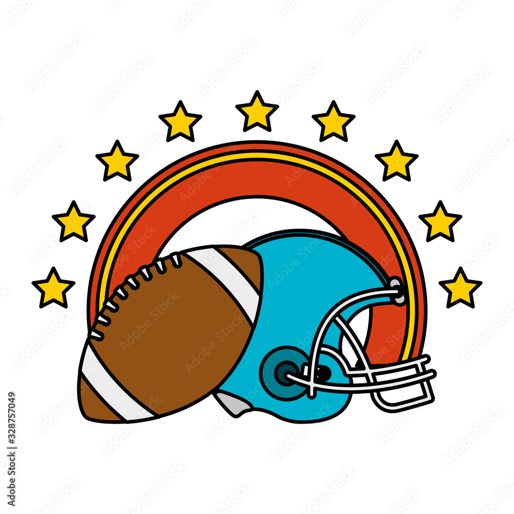 Poster american football sport helmet with balloon