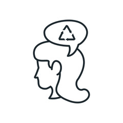 woman head with recycle symbol inside bubble line style icon vector design