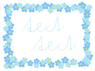 Fototapeta na wymiar Forget me not flower frame isolated on white background. Blue flowers. Vector illustration. 