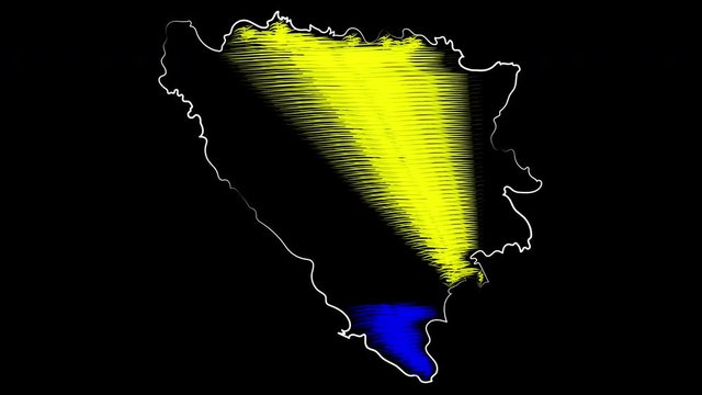 Banja luka Bosnia and Herzegovina coloring the map and flag. Motion design.