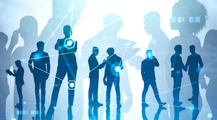 Business people, network and internet connection