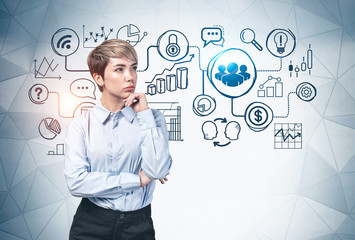 Thoughtful Asian woman and her business plan