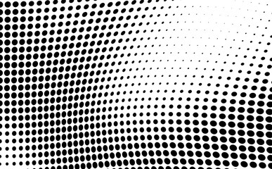 Abstract wave halftone texture. Black dots on a white background. Template for printing on fabric, wrapping paper