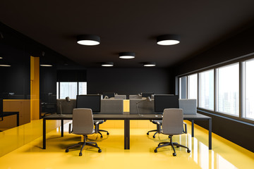 Black and yellow open space office
