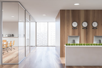 Reception area in international company