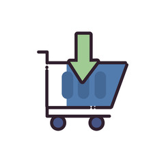 Shopping cart and arrow fill style icon vector design