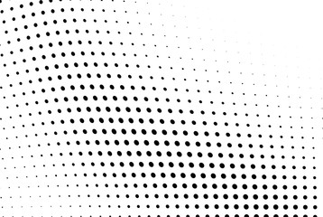 Abstract wave halftone texture. Black dots on a white background. Template for printing on fabric, wrapping paper