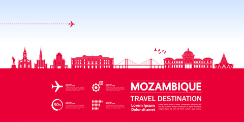 Mozambique travel destination grand vector illustration. 