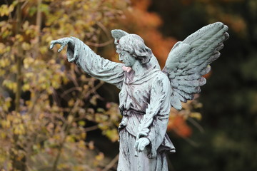 statue of angel at municipal cemetery in Amsterdam, The Netherlands